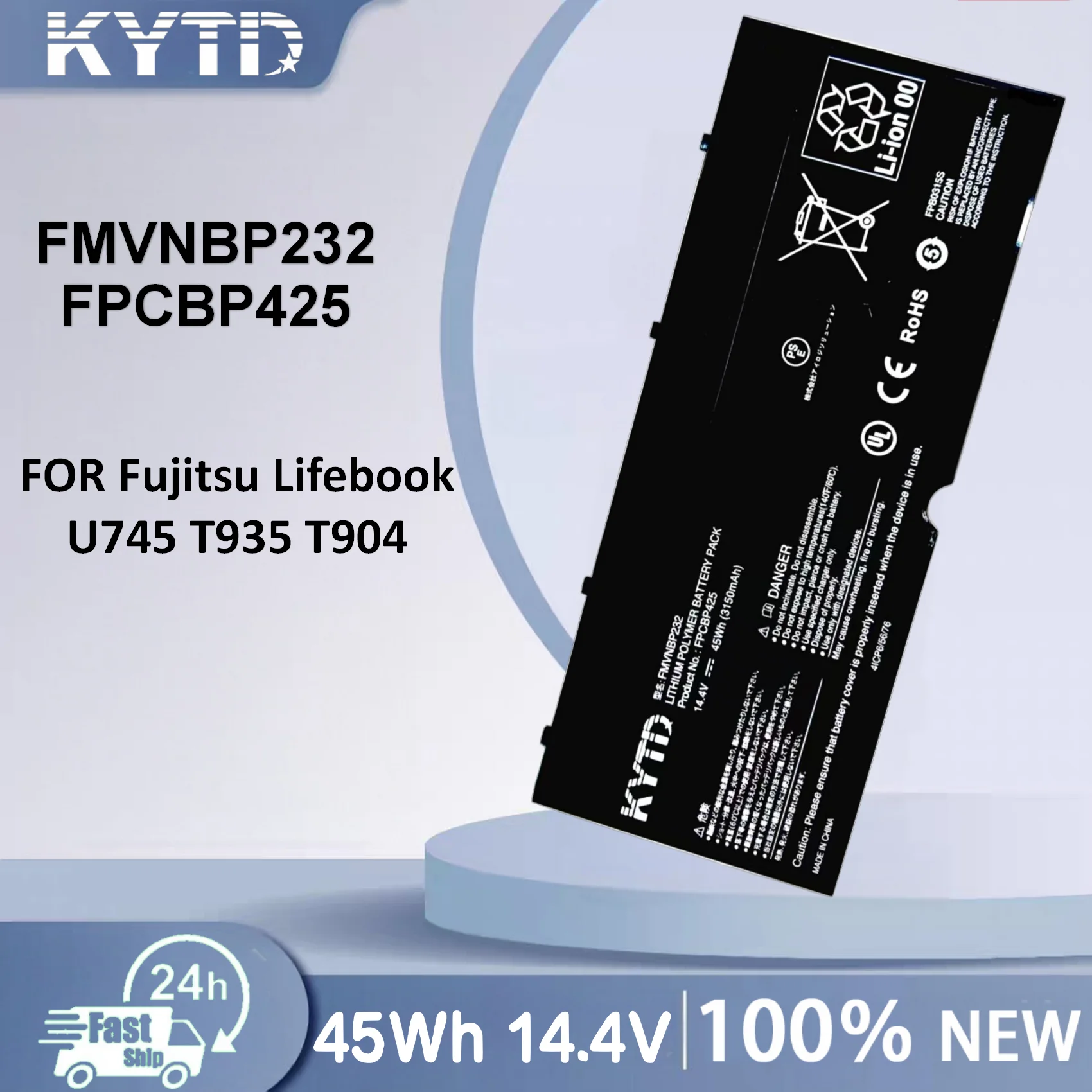 

KYTD FPCBP425 Laptop Battery for Fujitsu Lifebook U745 T935 T904U FPB0315S FMVNBP232 14.4V 45Wh 3150mAh