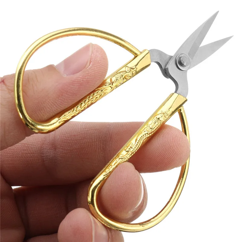 4 Size Sharp Sewing Scissors DIY Sewing Tools Stainless Steel Retro Golden Small Scissors Sewing Accessories Needlework Scissors