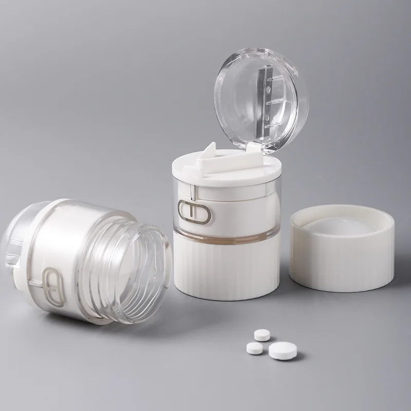 4 in 1 Portable 4 Layer Powder Tablet Grinder Powder Pill Cutter Medicine Splitter Box Storage Crusher Portable Pill Box