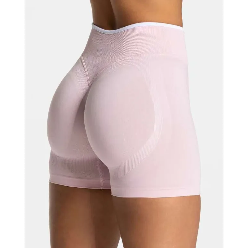 여름 스포츠 반바지 여성 심리스 화이트 허리 타이트 하이웨이스트 힙업 하이엘라스틱 요가 팬츠 러닝 스포츠 반바지 여성용