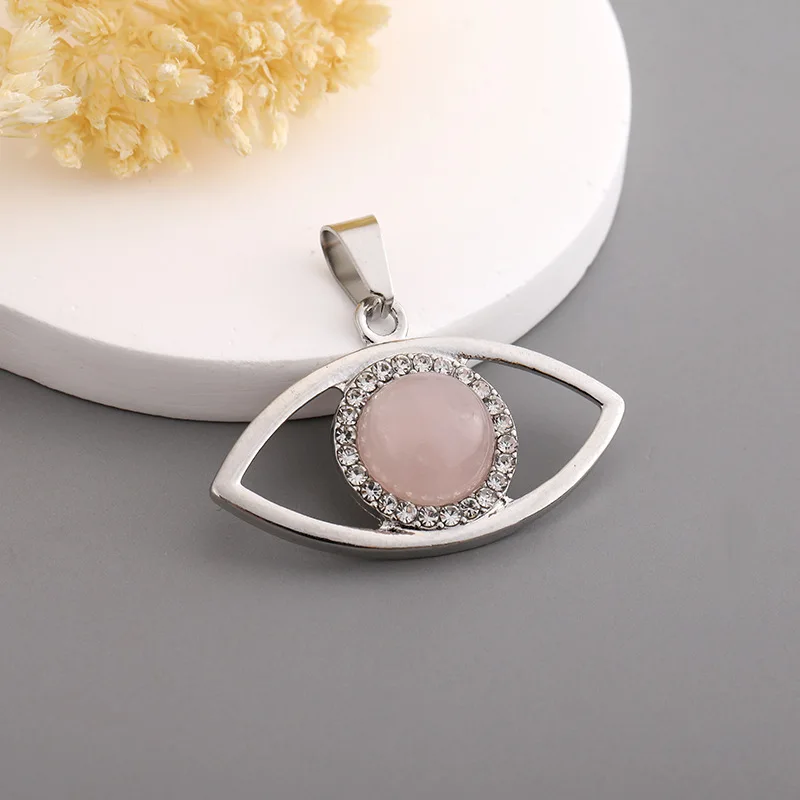 الجملة 10 قطعة/الوحدة كريستال ستون الإبداعية حورس عين الشيطان المعلقات DIY الأحجار الكريمة عين الشر قلادة مجوهرات #6