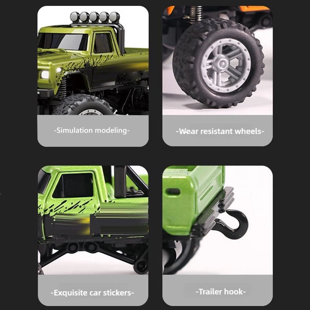 RC Off-road Monster Truck 1/64 Remote Control Mini Climbing Car Model 2.4GHz Electric Vehicle Toy Off-road Vehicle for Kids Gift