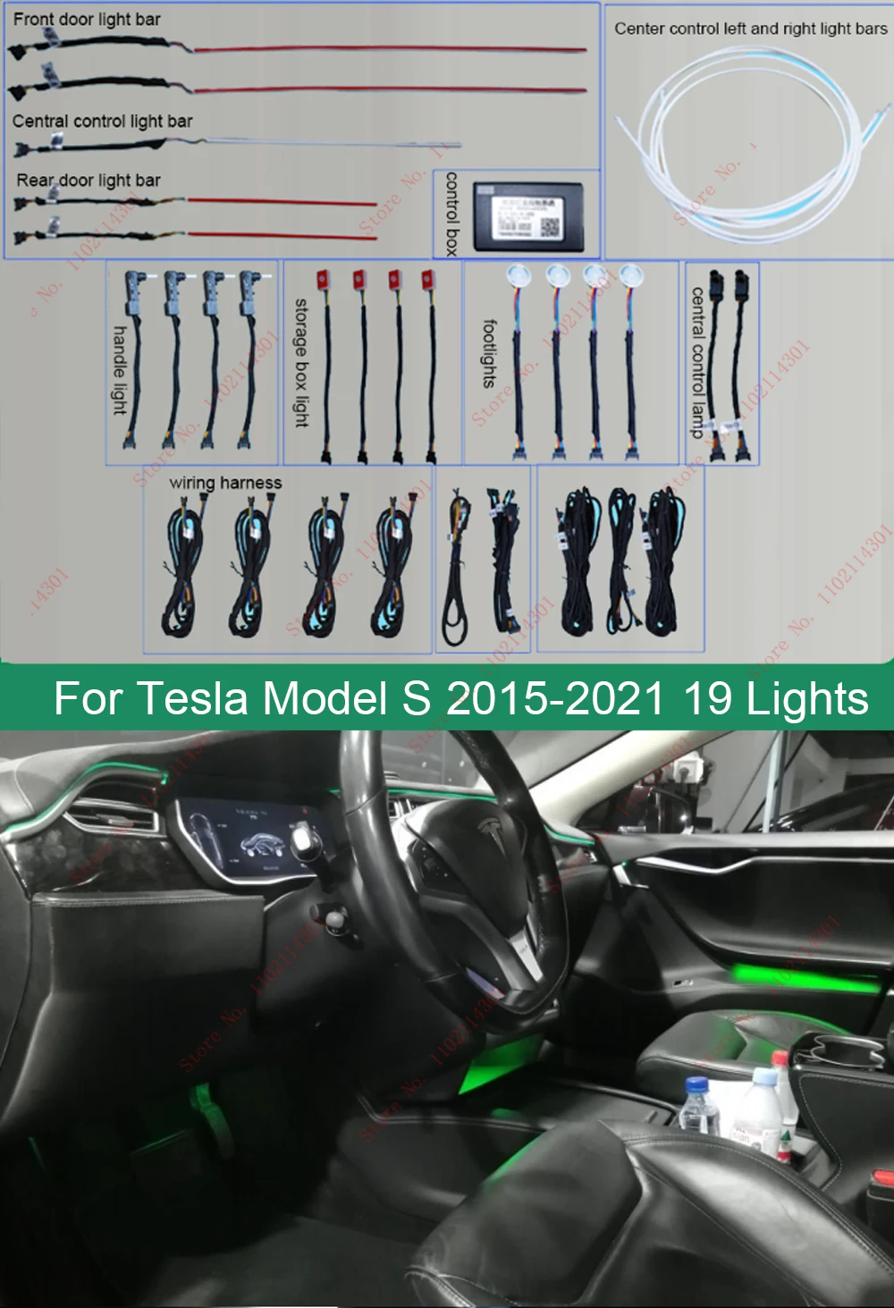 For Tesla Model S Model X Decorate lamp 2015-2021 Ambient Light 64 colors 21 Lights Atmosphere Light 