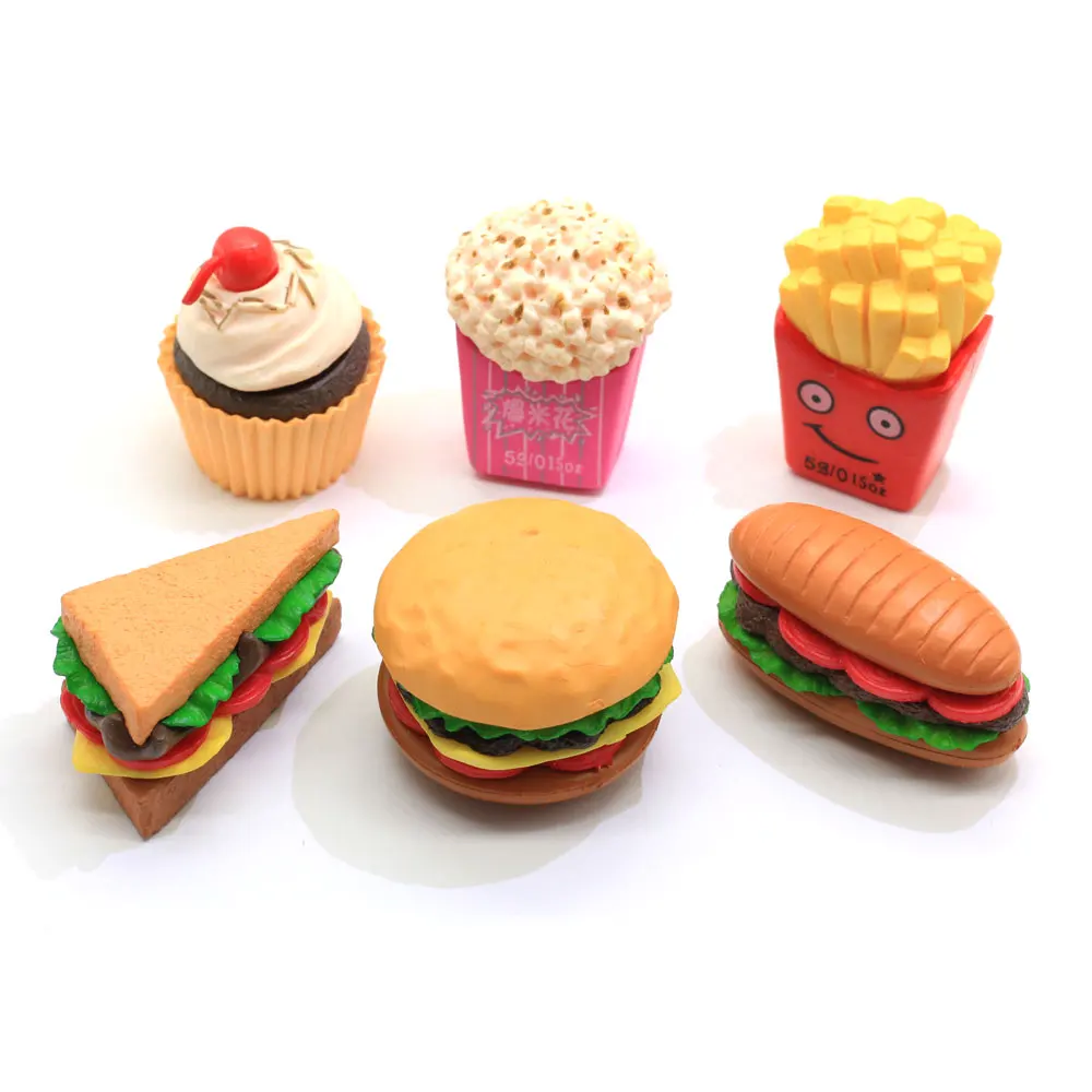 Artificial Food 3D Hamburger Potato Chips Resin Charms Children Doll House Toy Pendant Accessory