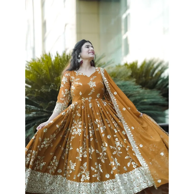 아름다운 디자이너 긴 Salwar Kameez 정장, 파키스탄 인도 웨딩 가운 복장 