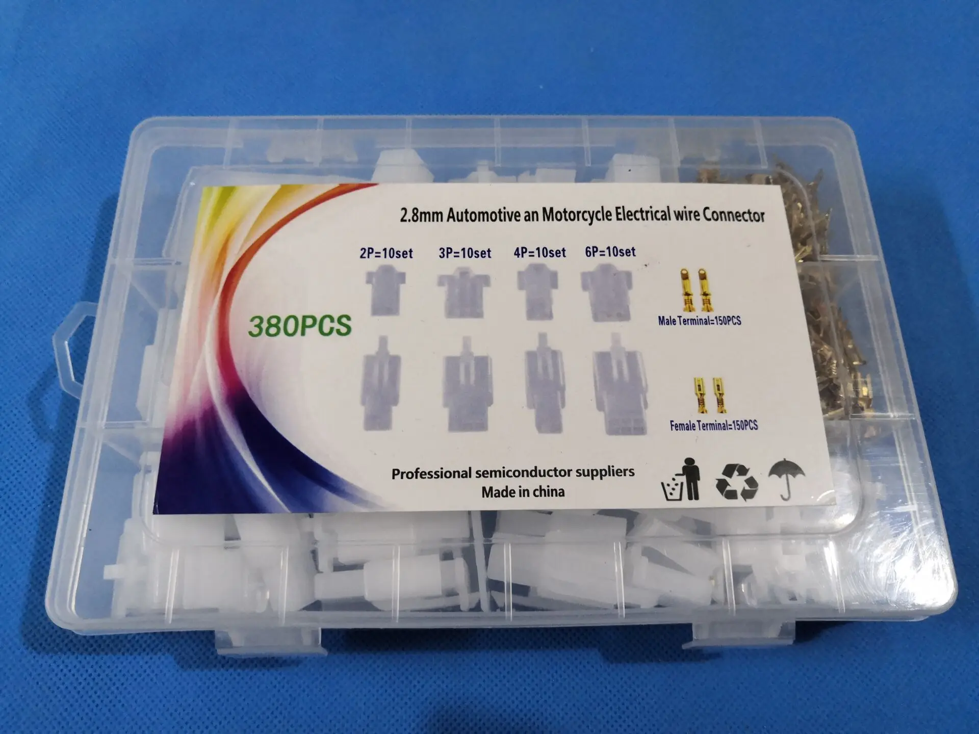 380PCS Wire Plug And Socket Connector Kit 6pin/4pin/3pin/2pin 2.8mm For Cat Automotive Motorcycle Cable Terminal Terminal Block
