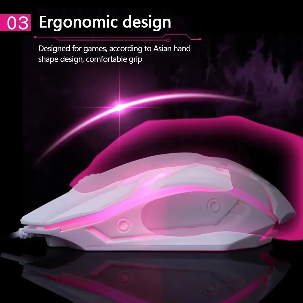 USB Wired Mouse RGB Colorful Mosue E-Sports Gaming Mouse Wired Office Mouse Mice For PC Desktop Laptop Computer Windows iOS