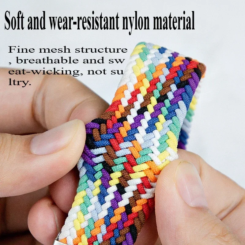 حزام حلقة مضفر من النايلون لساعة هواوي 5 46 ملم GT6-5-4-3 مشبك المظلة حزام مرن لساعة ريدمي 5 سوار نشط/لايت #3