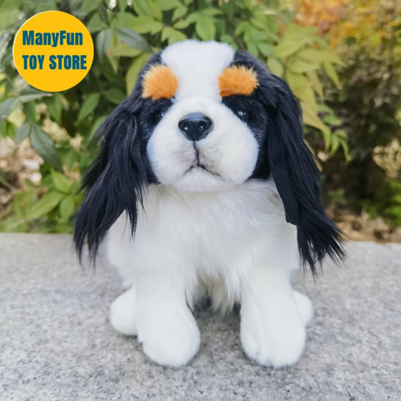 Cavalier King Charles Spaniel Plush Toy High Fidelity King Charles Plushie Dog Peluche Lifelike Stuffed Animals Simulation Doll