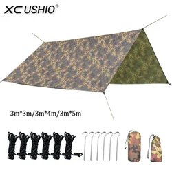 Square 3x3/3x4/3x5m Camouflage Awnings Ultra Light Waterproof Outdoor Camping Tarp Tourist Travel Sun Shelter Garden Canopy