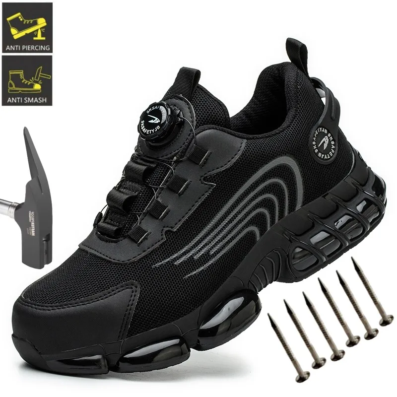 

Защитная обувь больших размеров, противопрокольная, противоударная, защитная обувь, мужские легкие дышащие кроссовки со стальным носком