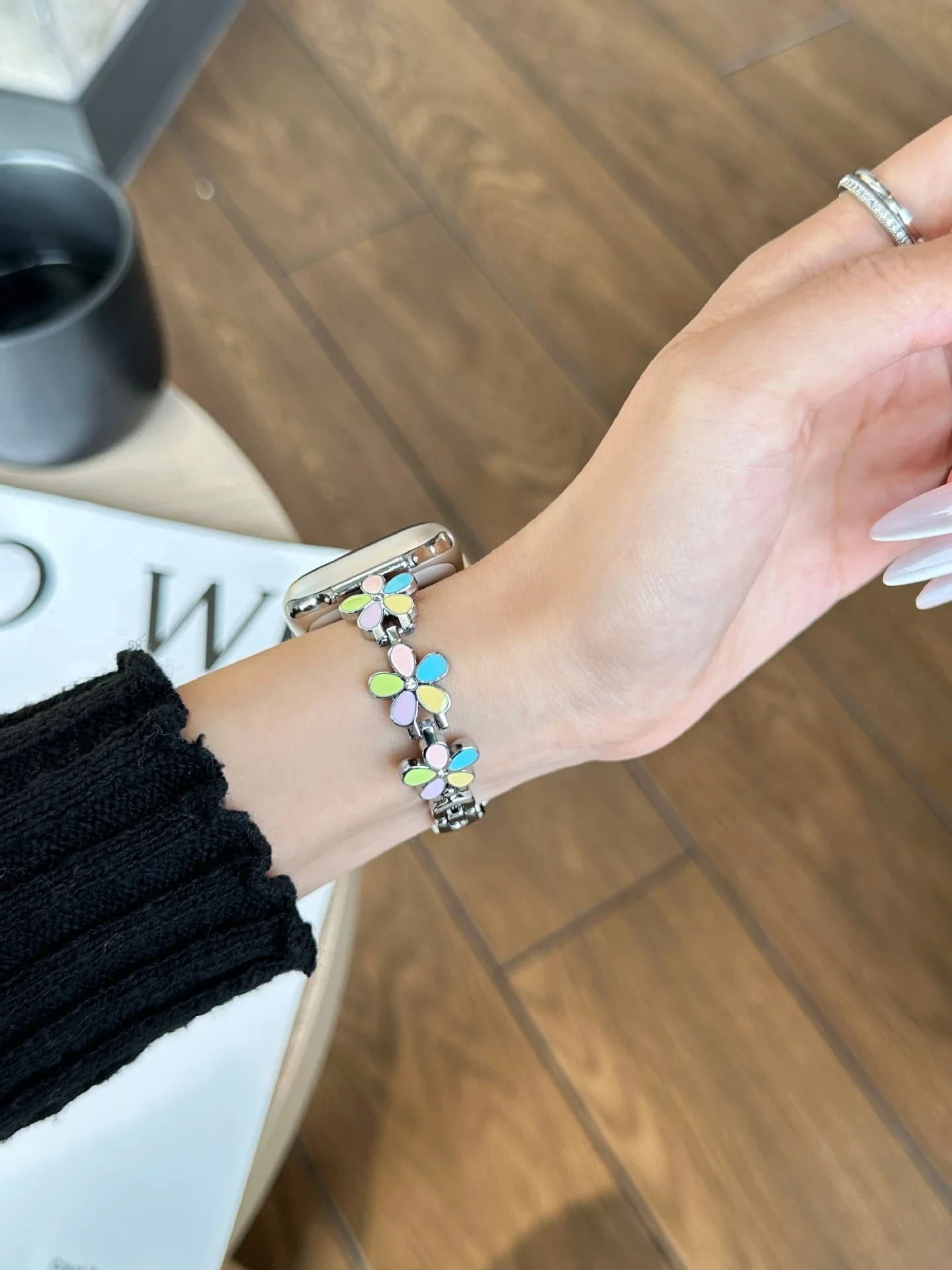 وصلة سوار معدني ملون ممتاز لسلسلة ساعات أبل 8/7/6/10/9 40 مللي متر 41 مللي متر 38 مللي متر 42 مللي متر 44 مللي متر 45 مللي متر 46 مللي متر حزام