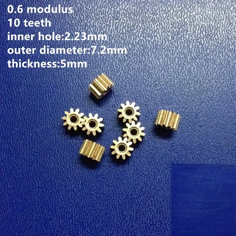 10pcs/lot 0.6 Modulus 10 Teeth Bore 2.23mm Small Modulus Gears Copper Gear
