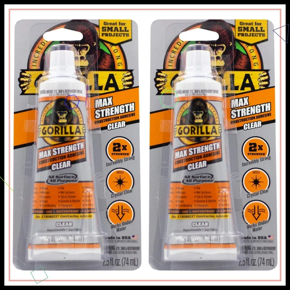 

Прозрачный сверхмощный строительный клей, трубка 2,5 унции (2 шт.) — водонепроницаемый заполнитель зазоров для всех проектов