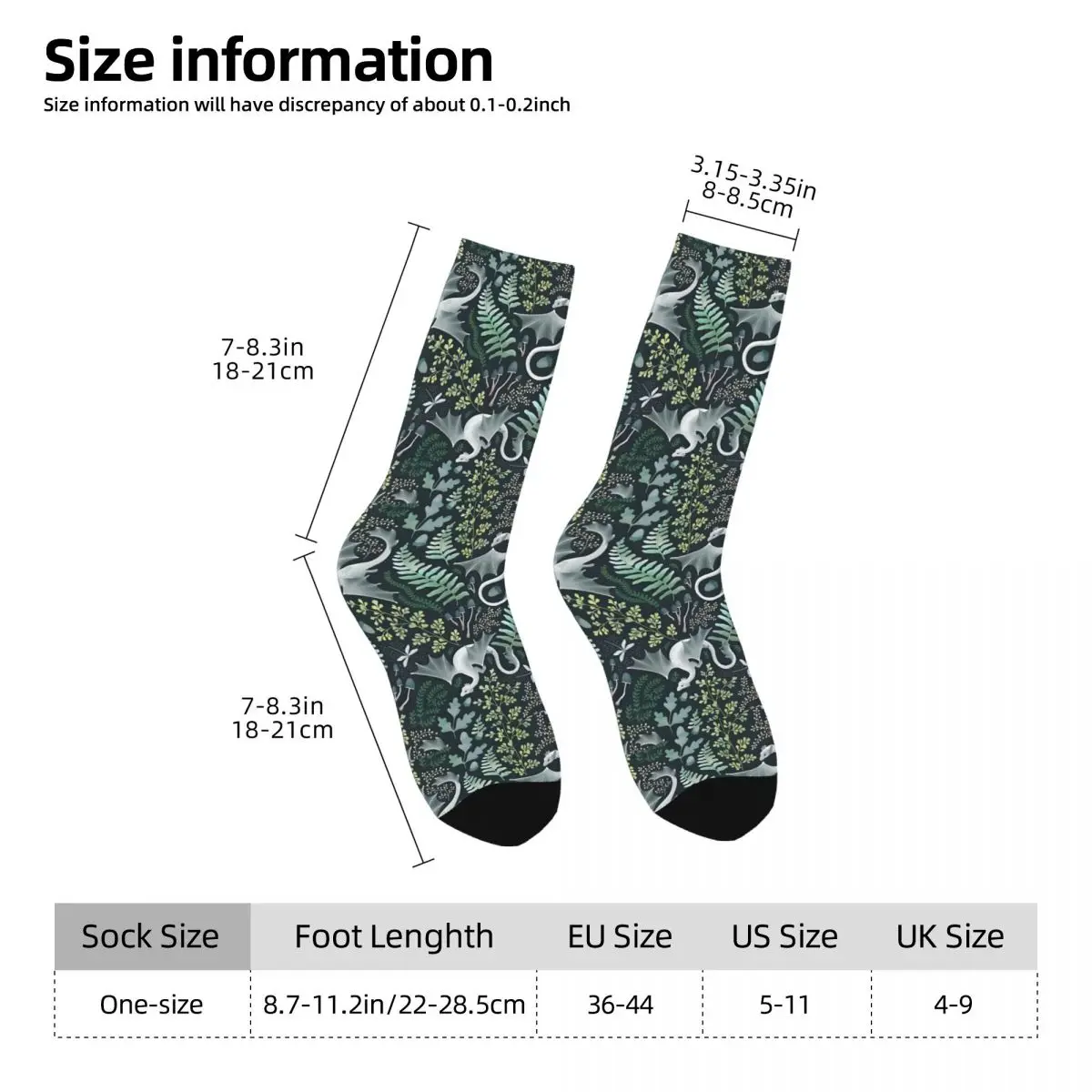 Forest Dragons In Shades Of Green On A Dark Green Background Socks Hiking 3D Print Boy Girls Mid-calf Sock