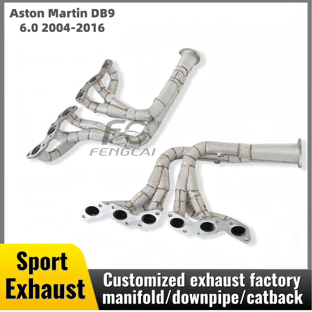 

Разъем выпускного коллектора для Aston Martin DB9 6.0 2004-2016 SS304 с изолированной выхлопной трубой, модификация производительности автомобиля