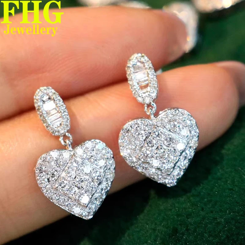 

Real Diamond 18K Au750 White Gold Eearrings Real Diamond 1Carat Wedding Party Engagement Fashion