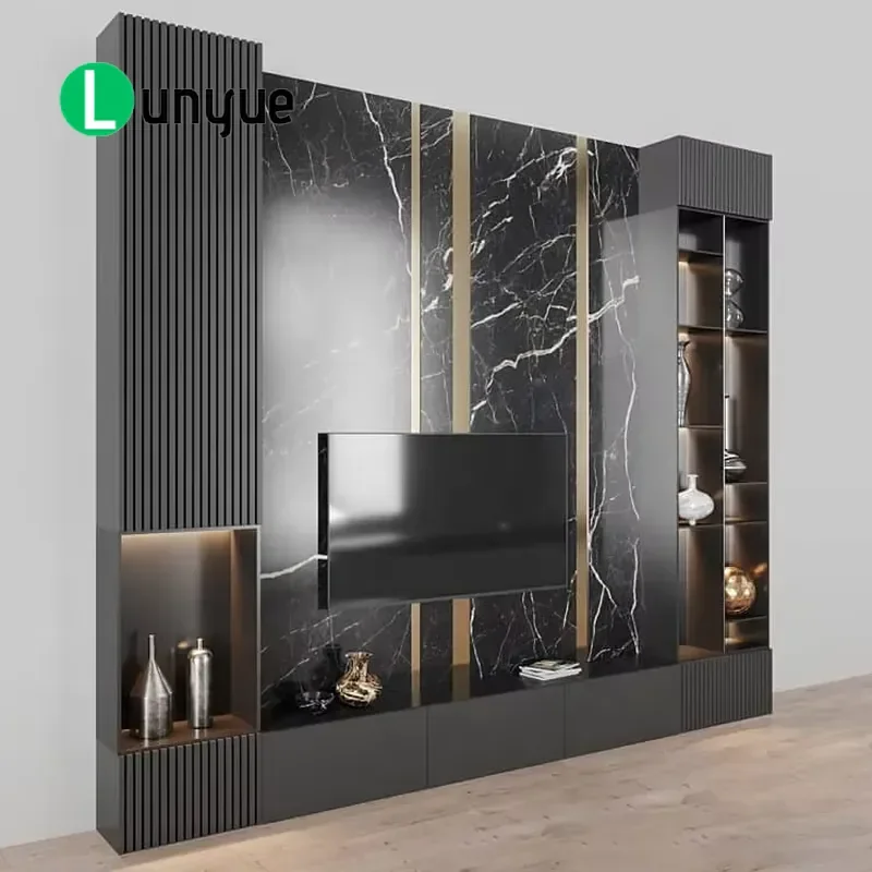 Modern Luxury TV Cabinet Smart Living Room Furniture  Latest Design Home Entertainment Center High Gloss Storage Unit