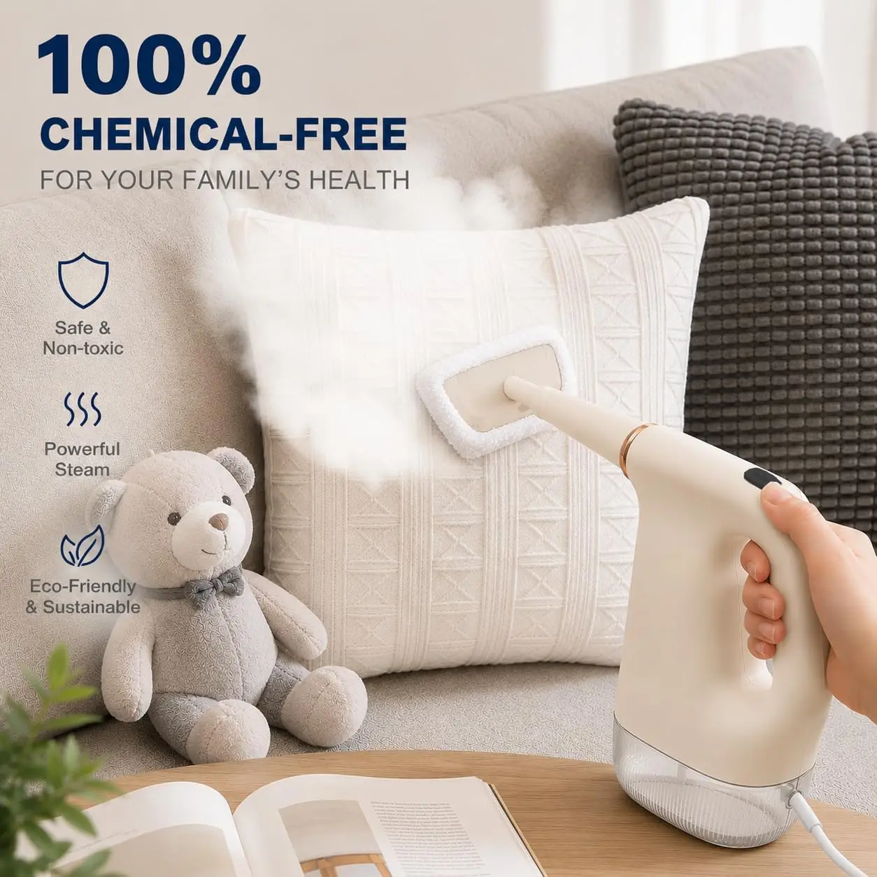 

Handheld Steam Cleaner 1200W High Pressure Multipurpose Fast Heat for Floor Kitchen Bathroom Carpet with 10-in-1 Accessories