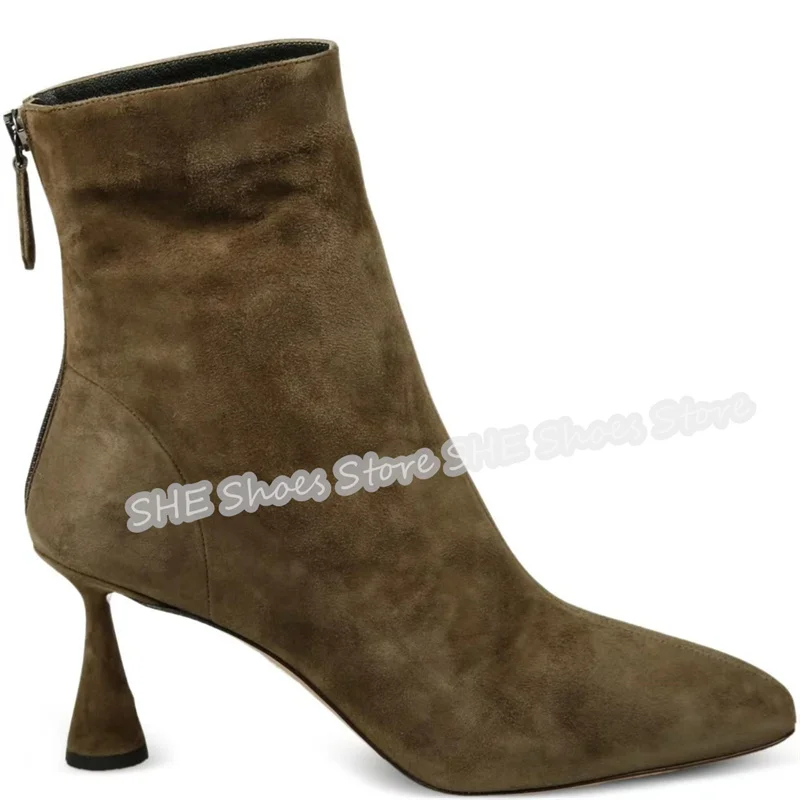 

Winter Warm Square Toe High Heel Strecth Boots for Women Fashion Comfortable Strange Heel Ankle Boots Ladies Party Dress Shoes