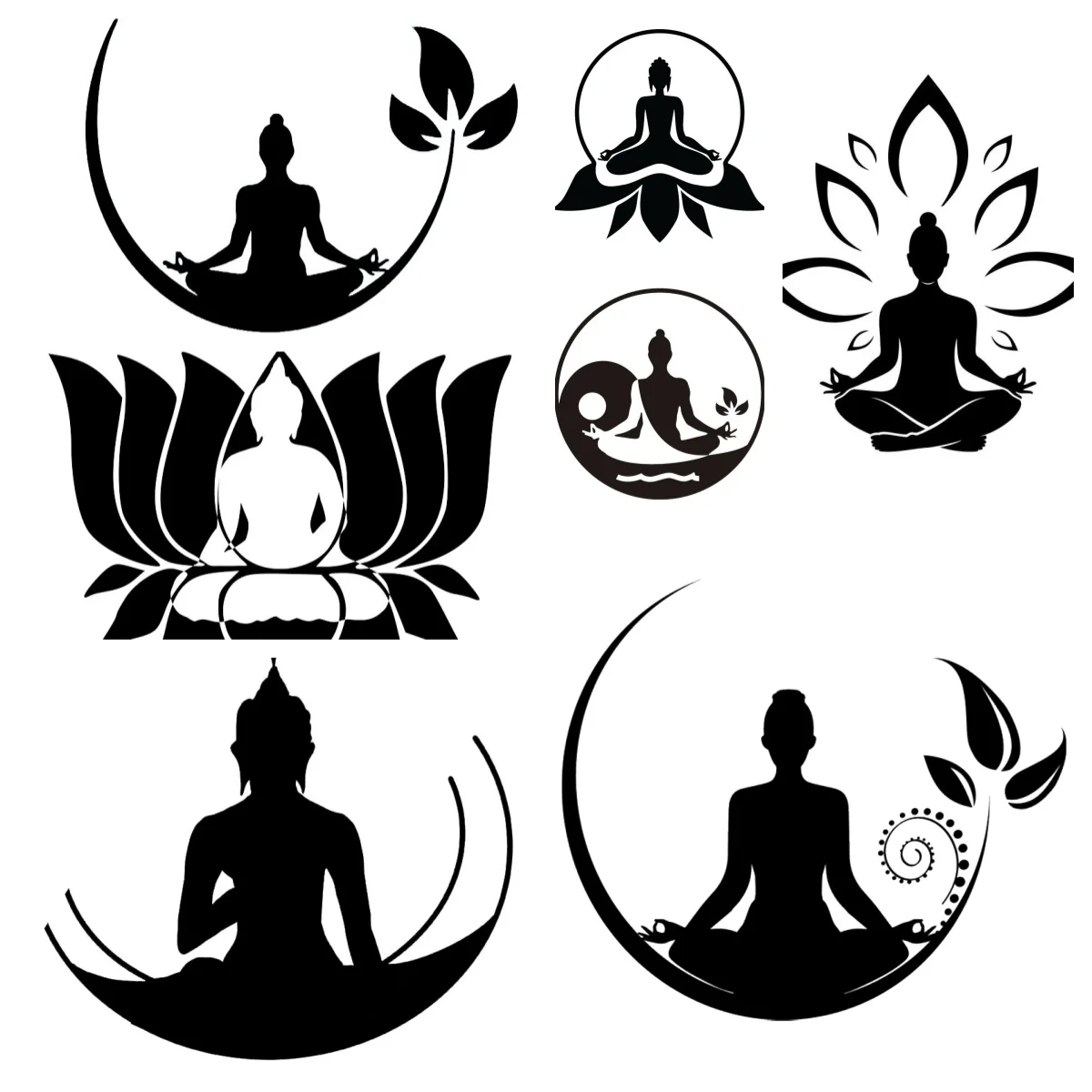 Personality  Yoga and Buddha Vinyl Car Stickers Laptop Windshield Car Door Scratch-proof Waterproof Decal Apply To Car Window