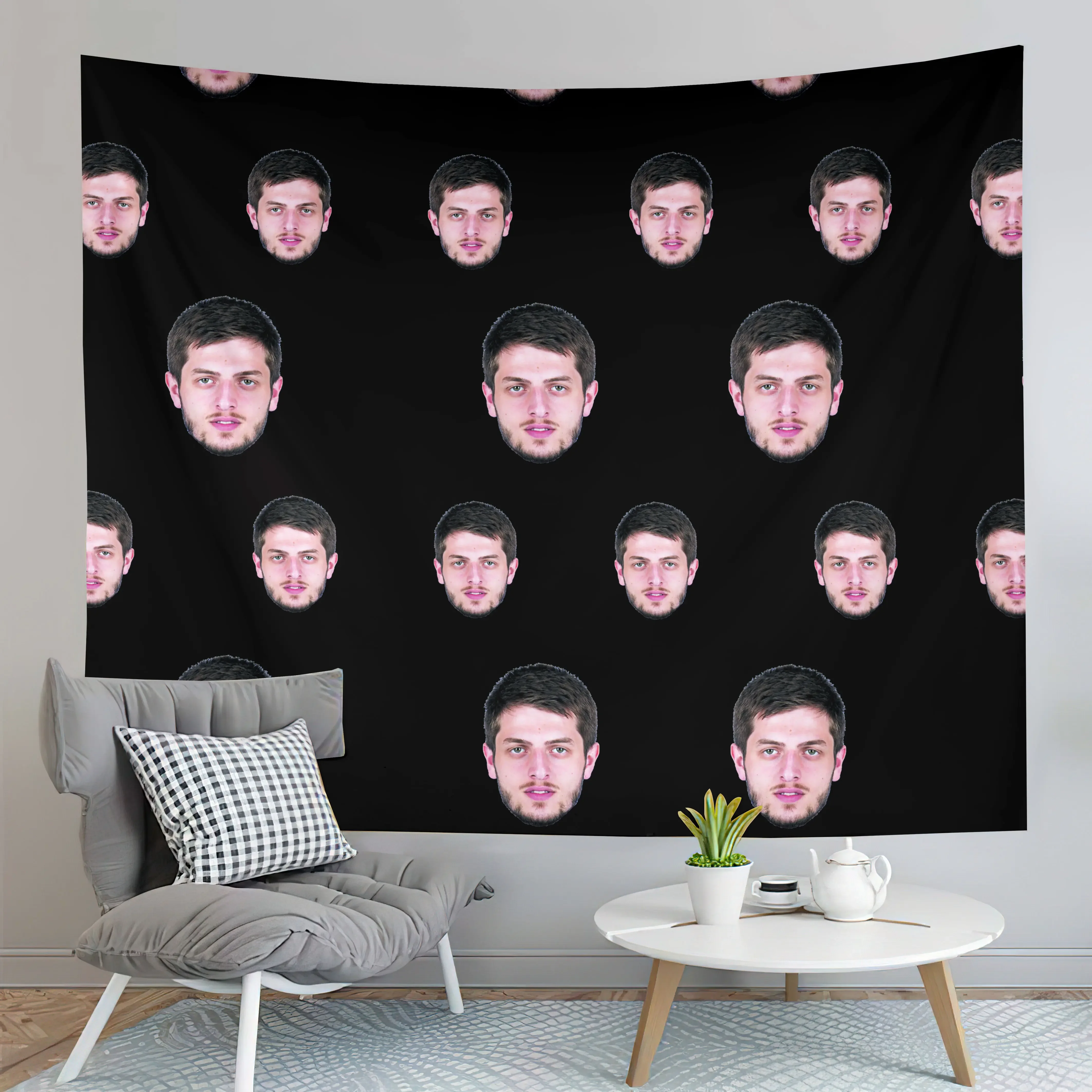 Personalized Human Face Tapestry Any Logo / Size / Color Creative DIY Customized Design Tapestry Home Decorative Tapestry