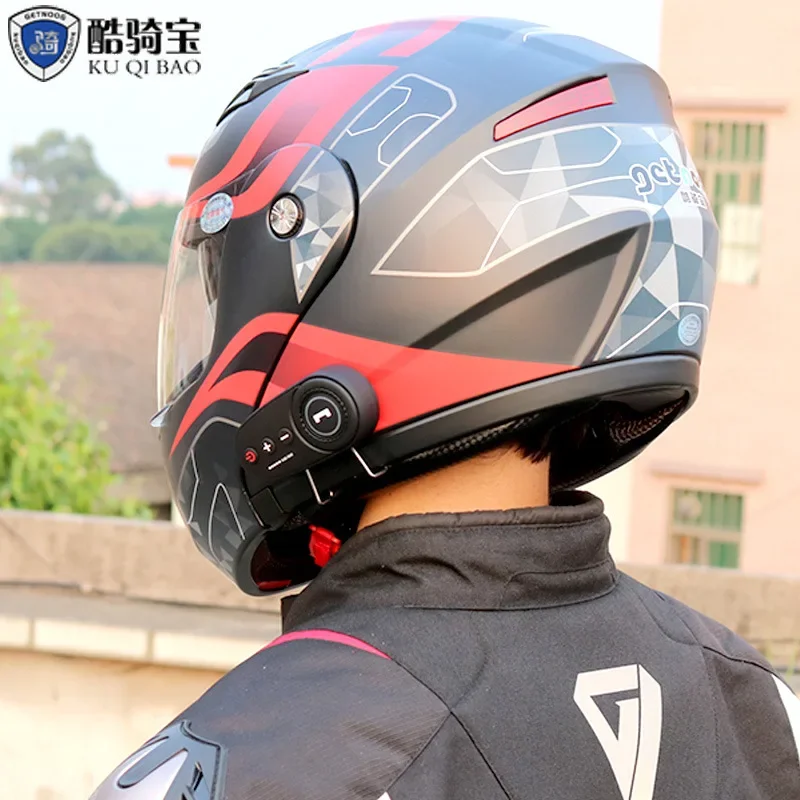 New Motorcycle Helmet Anti-fog Dual Lens with Integrated Bluetooth Electric Motorcycle Helmet KUQIBAO Casco Moto Motocross