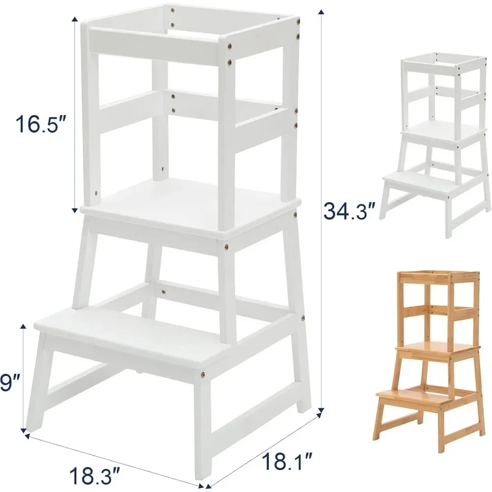 Children's Stools, Kitchen Step Stool for Kids with Safety Rail,Toddler Standing Tower for Kitchen Counter,Baby Stool