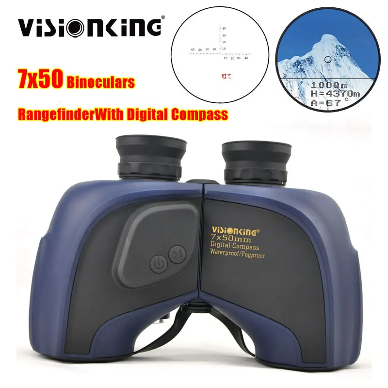 

Visionking 7x50 Binoculars Rangefinder With Digital Illuminated Compass Temperature Hunting Floating Camping FMC Bak4 Telescope