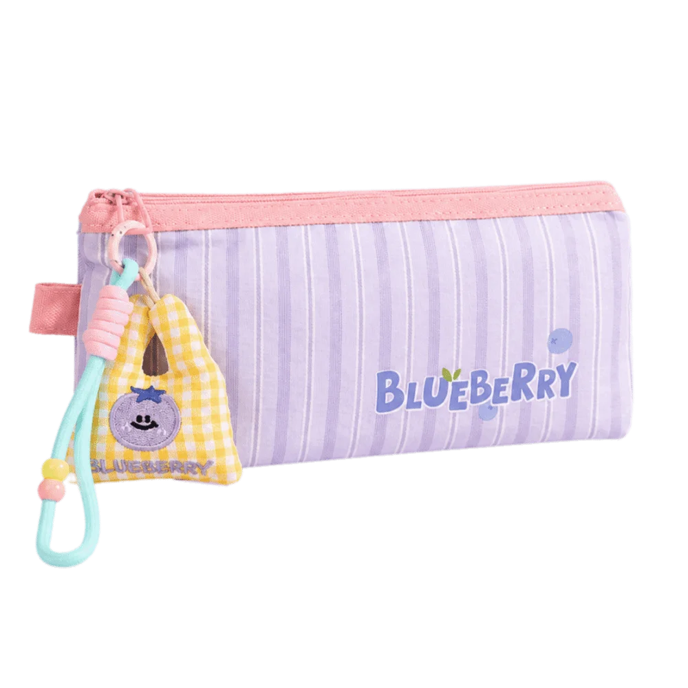 Portable Bag Oxford Cloth Pencil Case Cartoon Style Fruit Pattern Pen Bag Large Capacity Triangle Shape Pen Pouch Student