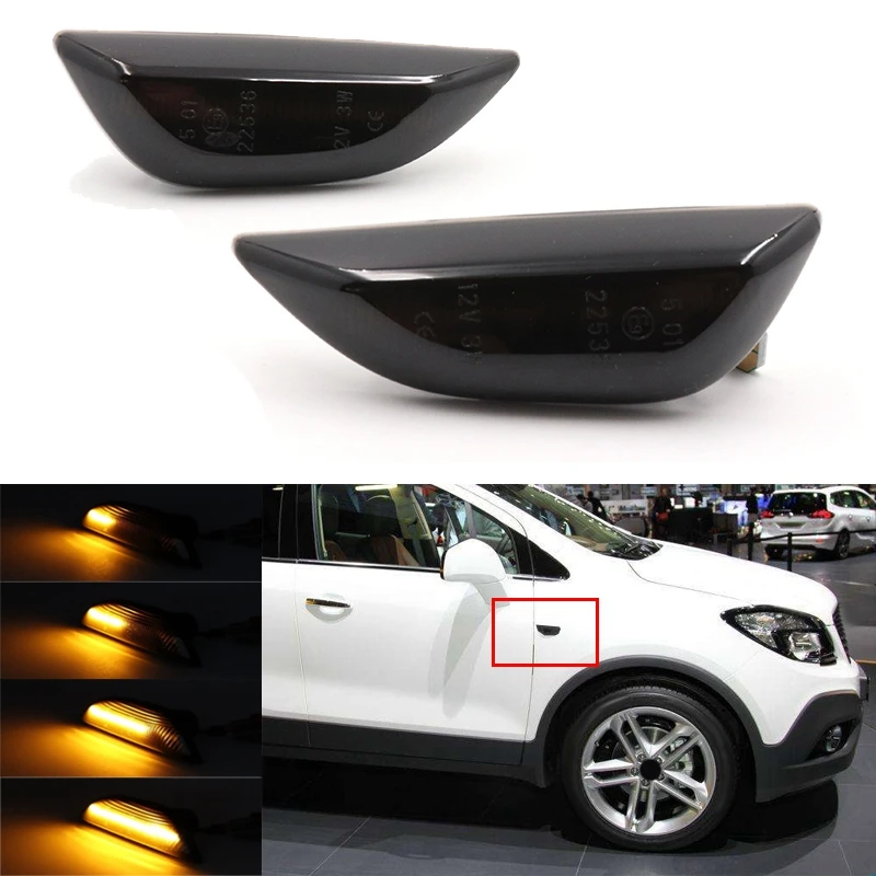 Car Dynamic LED Turn Signal Side Marker Light For Opel Mokka X Chevrolet Trax 2013-2019