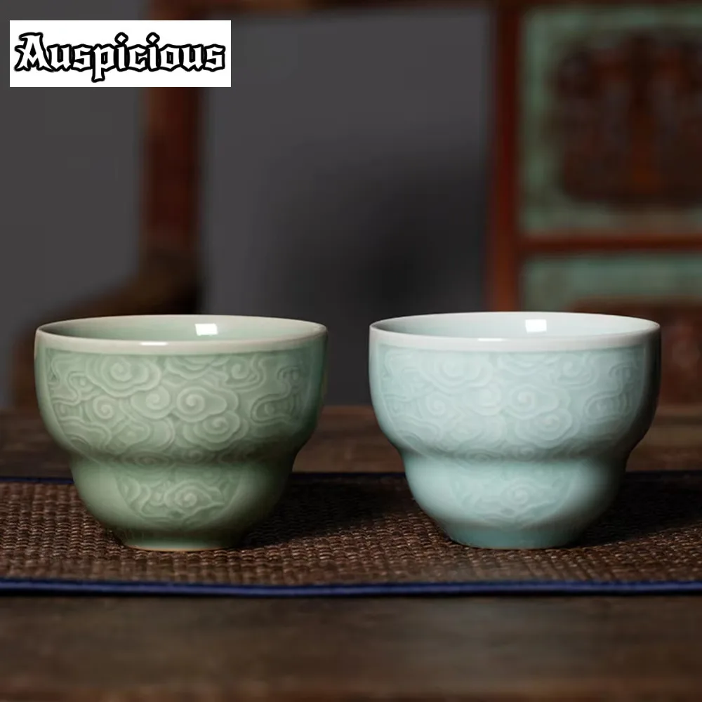 100ml Handamde Longquan Celadon Tea Cup Creative Gourd Master Cup Boutique Tasting Tea Bowl Coffee Mug Kung Fu Teaware Gift Box