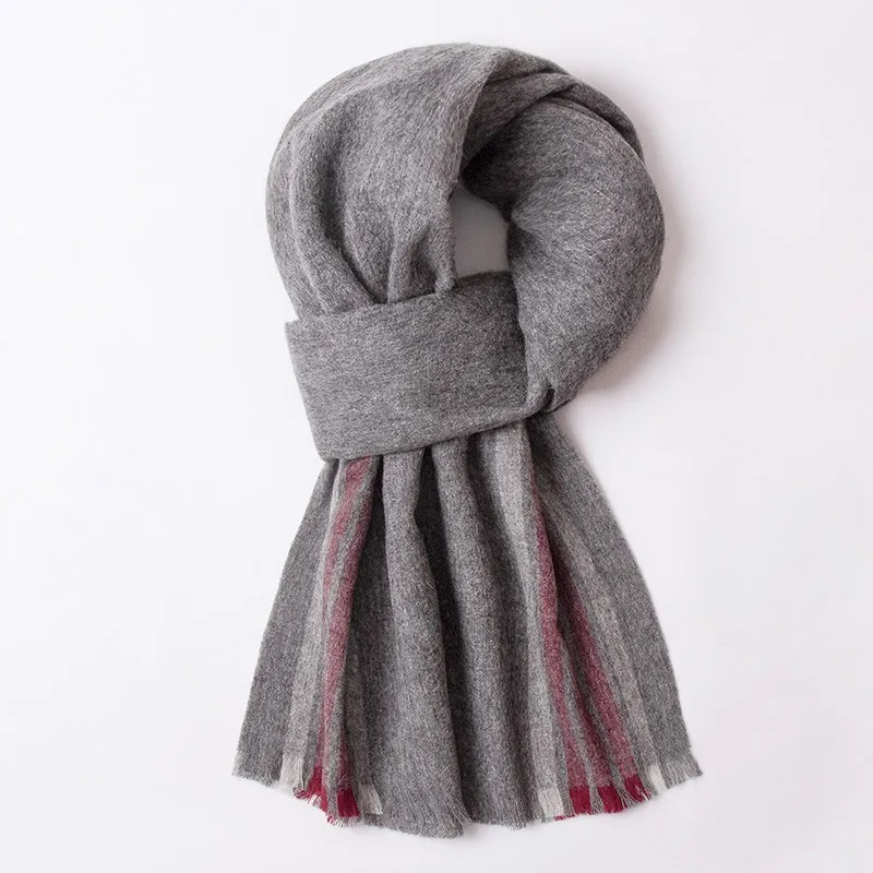 

Winter Plaid 100% Wool Scarf Men Neck Warmer Outdoor Wraps Femme Grey Shawls For Ladies Luxury Pure Lamb Wool Scarves Women