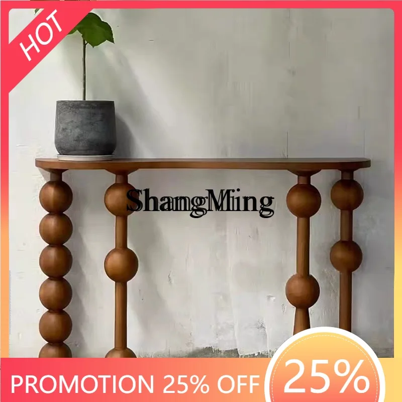 

SM retro solid wood entrance table, aisle corridor entrance desk, modern light luxury and simple