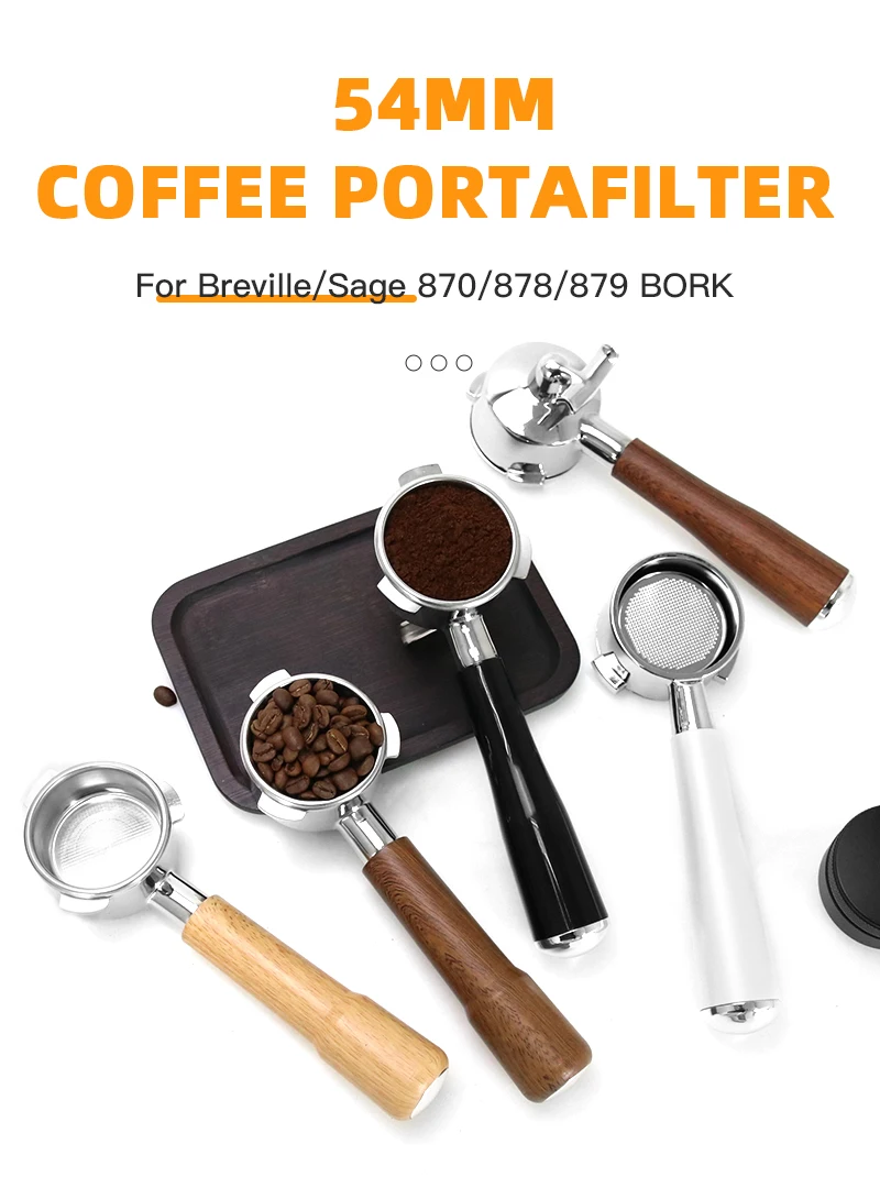 54 mm Kaffee-Siebträger ohne Boden, nackt für Breville Sage 870 878 879 Filterkorb, Espressomaschine, Zubehör, Barista-Werkzeuge – Detail 2
