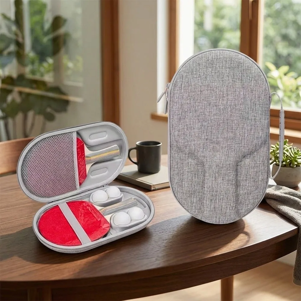Hard Shell EVA Storage Bag For Table Tennis Racket & For Pickleball Bat Gray Black Waterproof Anti-drop Protective Carrying Case