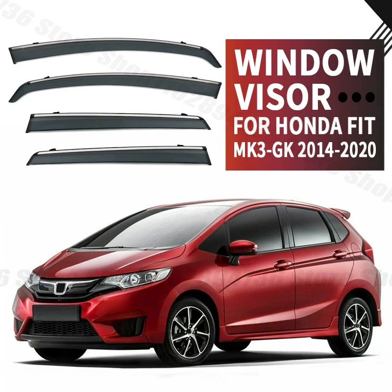 Window Visors For Honda Fit Hatchback MK3-GK 2014-2020 4pcs Side Window Rain Guard Wind Deflector Vent Visor for Car Windows