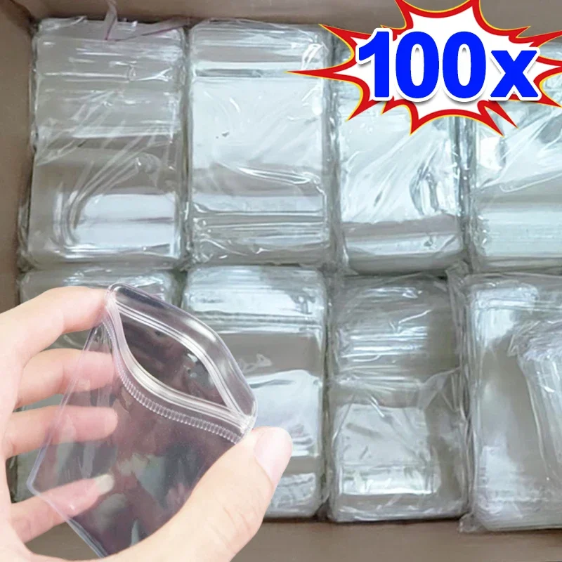 10/100pcs Thicken PVC Jewelry Package Bags Transparent Anti-Oxidation Organizer Display Packaging Storage Self Sealing Pouches