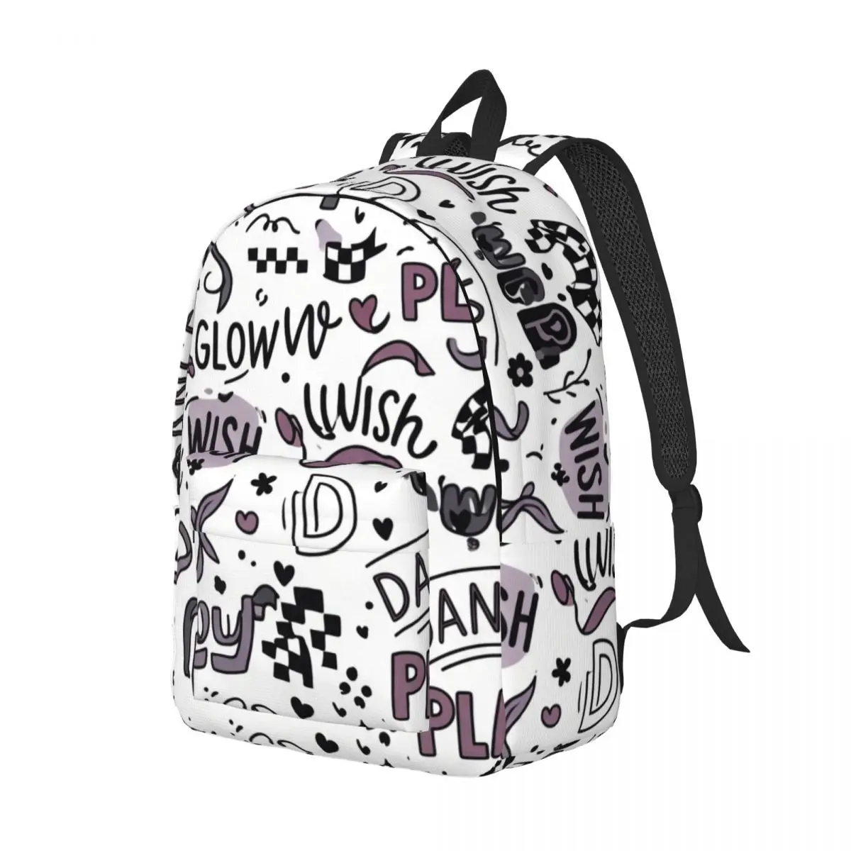 Cool Skull Student Backpack Tossed Dance Play Words Street Graphic Black White Streetwear Bookbag for Teens College Travel Gym