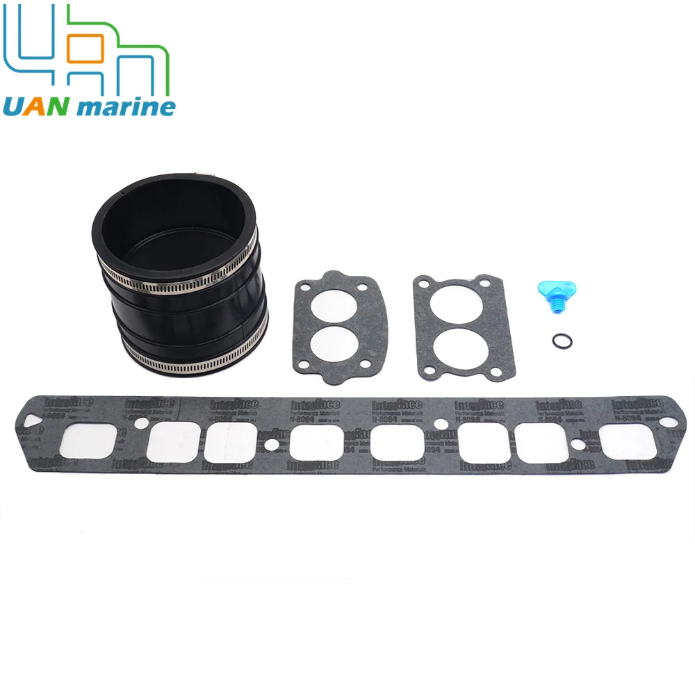 Exhaust Wet Joint Manifolds Gasket Kits With Bellow Drain Plug Kit For MerCruiser Model 120 140 32-44348001 27-815528 27-807982