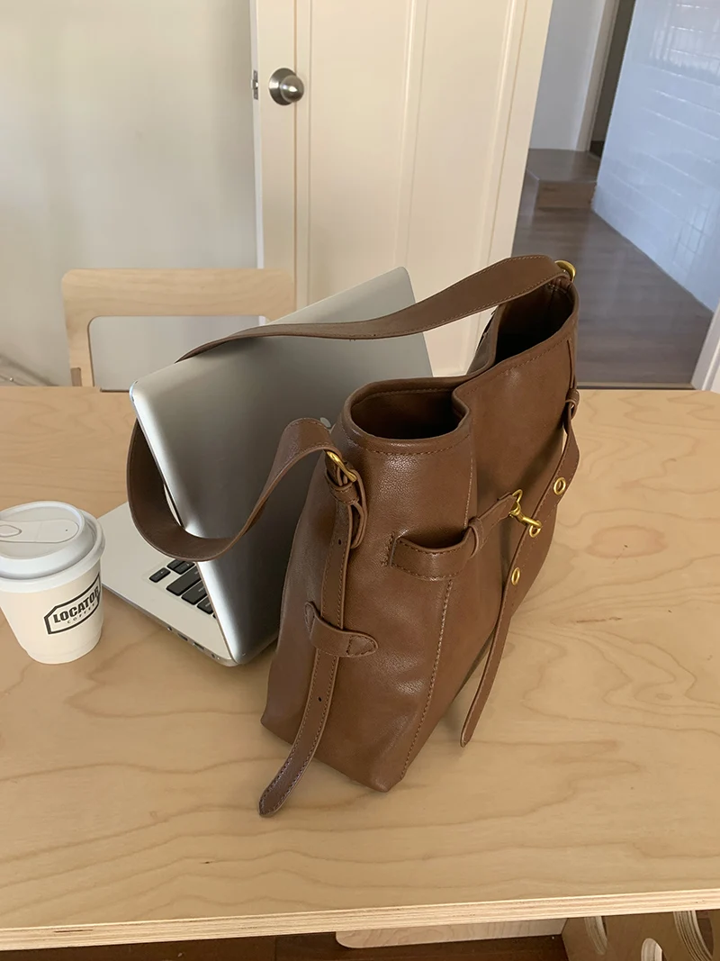 حقيبة يد كاجوال من Meilard Retro للنساء ناعمة من البولي يوريثان بلون سادة حقائب كروس للسيدات ذات سعة عالية ومتعددة الاستخدامات حقيبة كتف للفتيات للتنقل #6