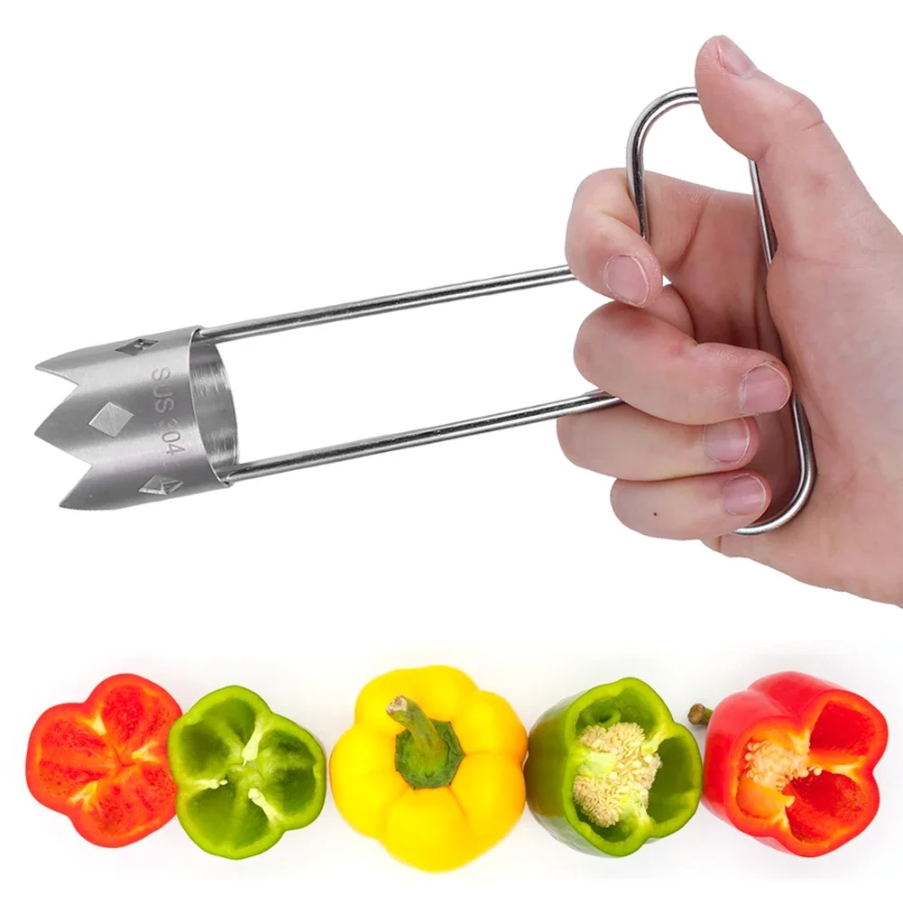 

Нож для перца, цвет сердцевины, инструмент для удаления семян из нержавеющей стали, портативная кухонная утварь, инструмент для удаления сердцевины фруктов и овощей