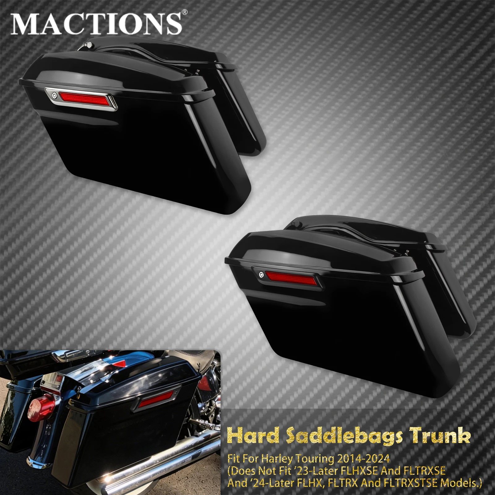 

Motorcycle Hard Saddlebags Trunk W/Latch keys Luggage For Harley Touring Road King 2014-2024 Ultra Limited Electra Street Glide