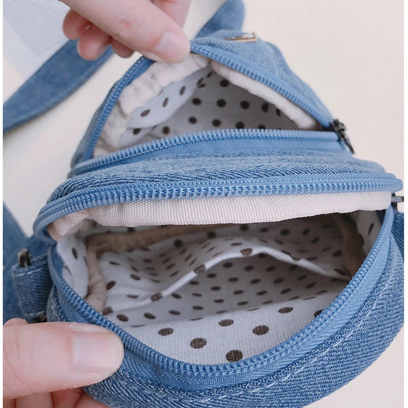 Denim Canvas Hat Shape Bag For Women Girls Messenger Bags Crossbody Bags Money Phone Pockets Girls Small Bags