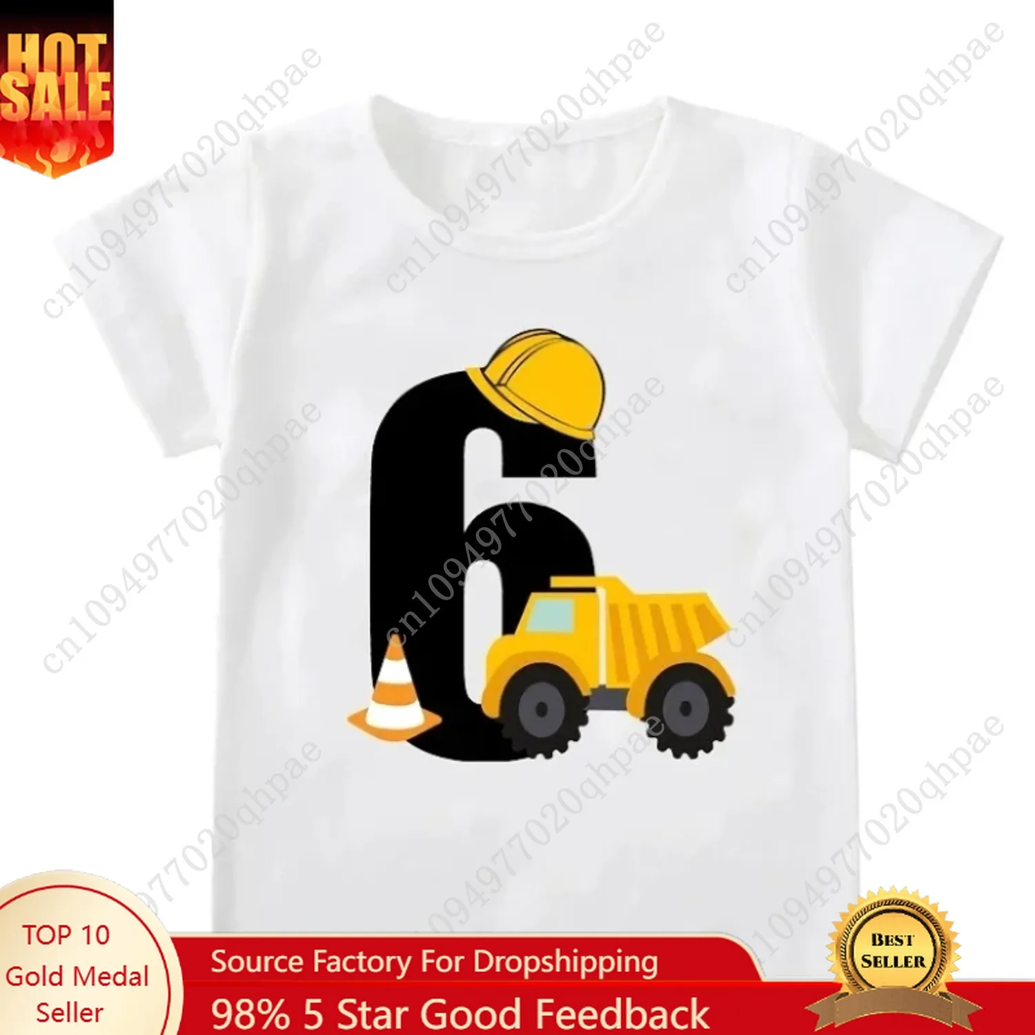 Divertenti bambini ragazzi T-shirt bambino manica corta carino escavatore top bambini moda maglietta 1-6 anni ragazzo costruzione compleanno camicie