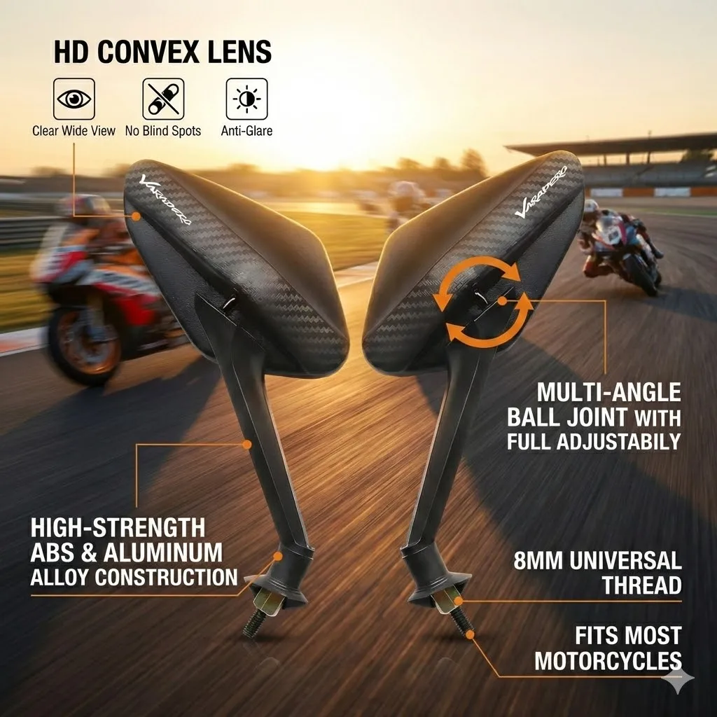 

2Pcs/Pair Motorcycle Carbon Fiber Rearview Side Mirror For Honda VARADERO Adjustable universal aluminum alloy motorcycle mirror