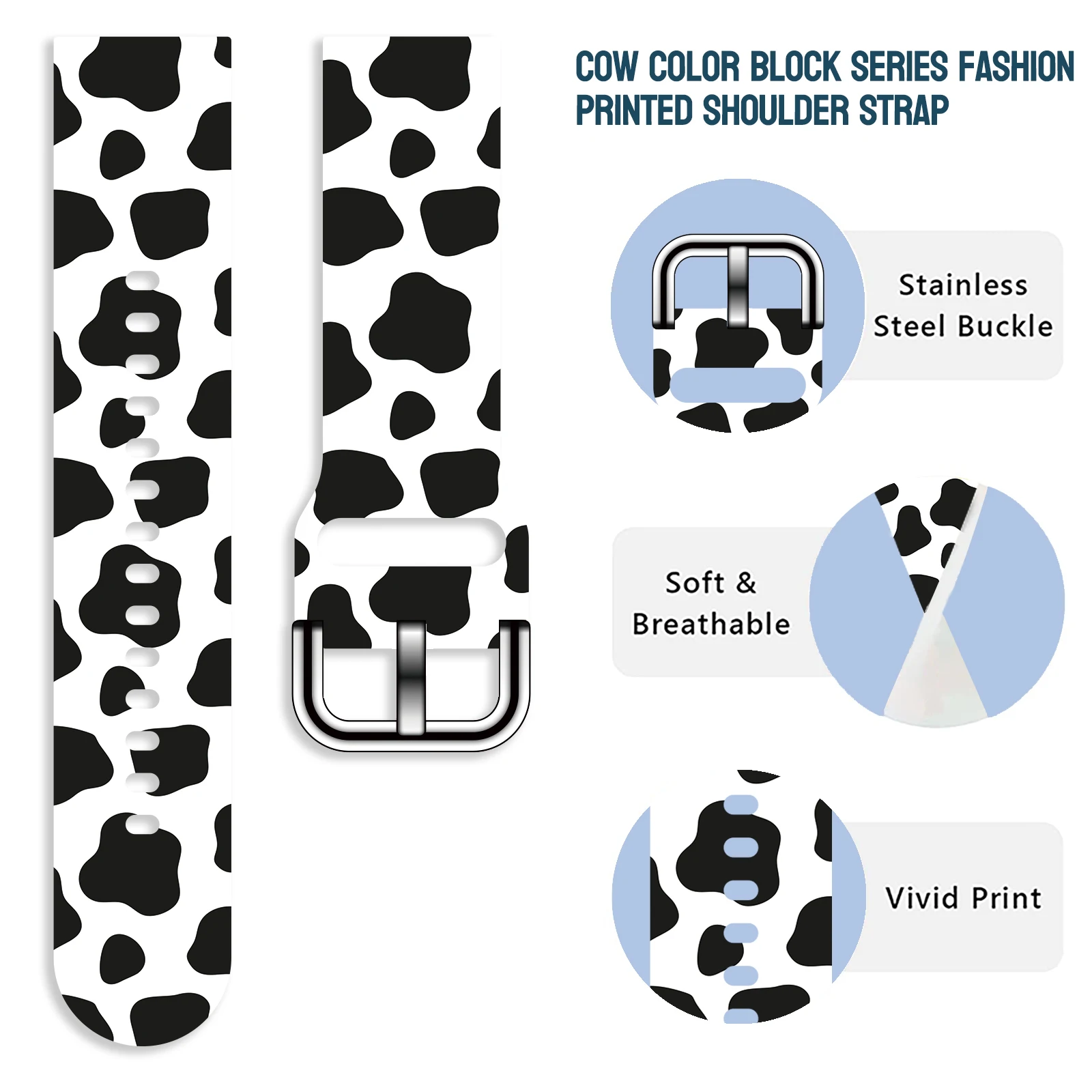 20MM Milk color block printed watch strap for Samsung Galaxy Watch 7/6/5 40mm 44mm Band Replaceable Bracelet for Xiaomi Huawei