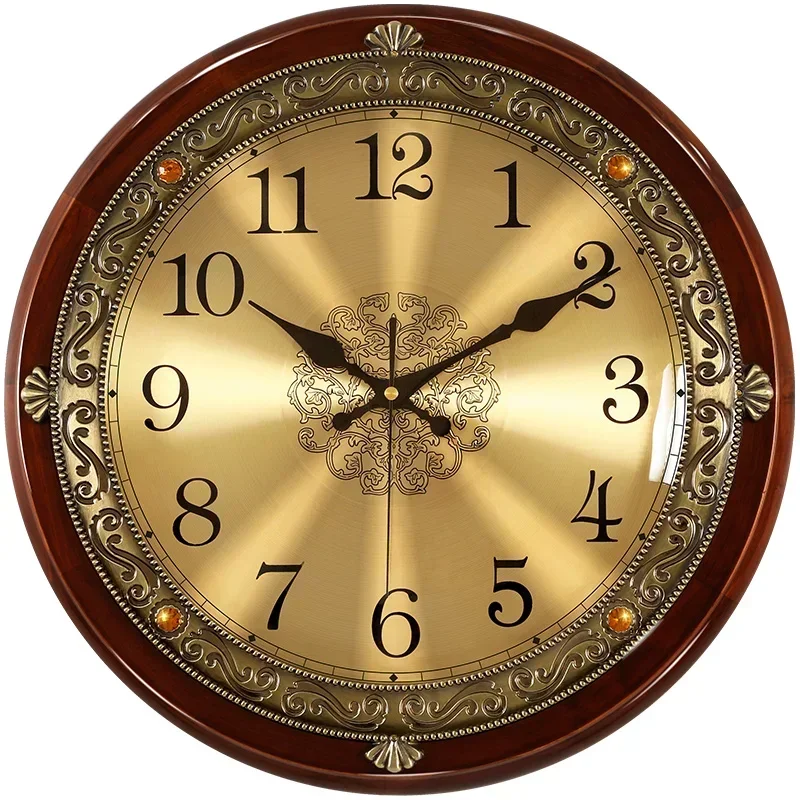 Wall Clock Metal Retro Nordic Luxury Wood American Style Gold Silent Wall Clocks Bedroom Shabby Chic Living Room Horloge Gift
