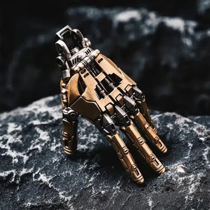 

5cm Robot Hand Collectible Mechanical Bionic Hand With Chain Movable Finger Joints Hand Charm Display Gifts Pendant Ornament