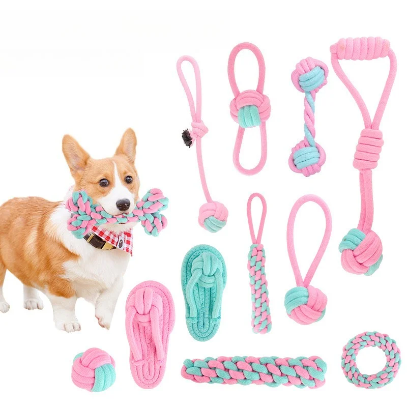 

Dog toys chewing Pet Cotton Rope interactive knot Pets toy set chew Bite Molar Interaction dogs accessories Supplies